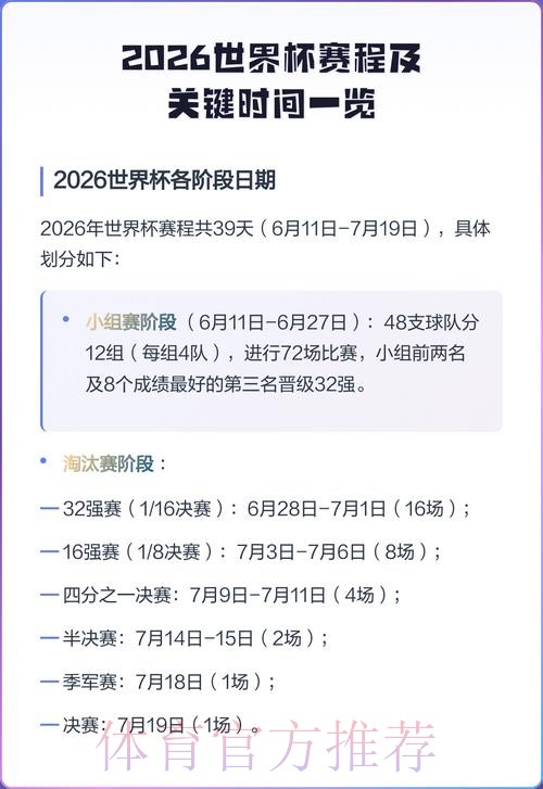 2026世界杯完整赛程今日最新时间表查询入口